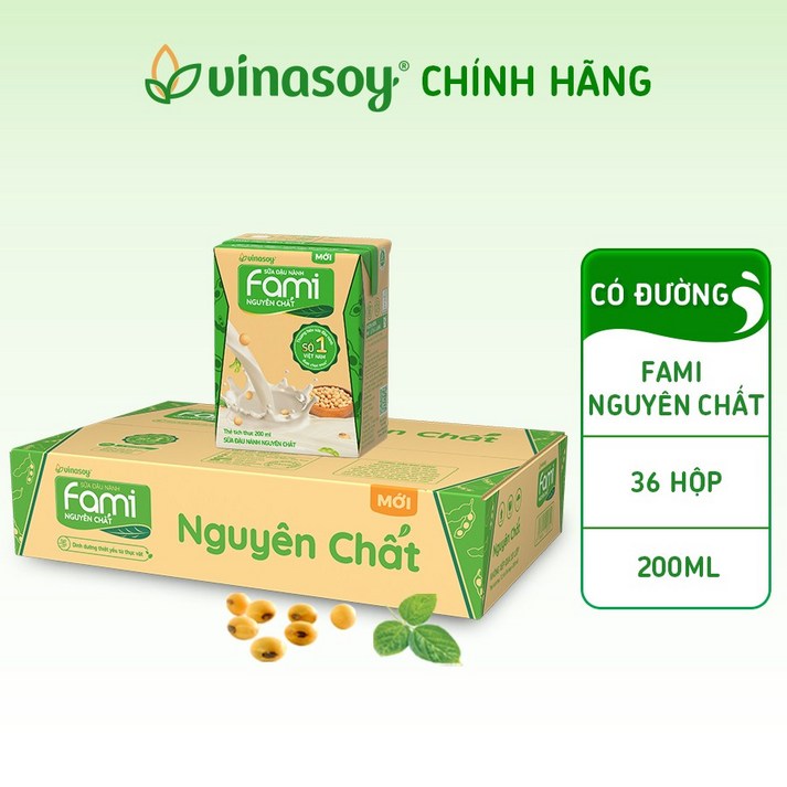 [비나푸드]베트남 기본맛 두유  SUA FAMI VIETNAM, 100% 콩으로 만든 베트남 파미 두유 (1박스*36개*200ML)1NC