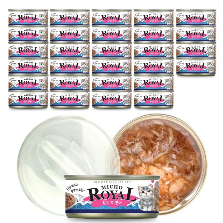 프리미엄 로얄 미쵸 캔85g x 30개입 7종 고양이 캔 간식, 85g, 30개, 미쵸 연어