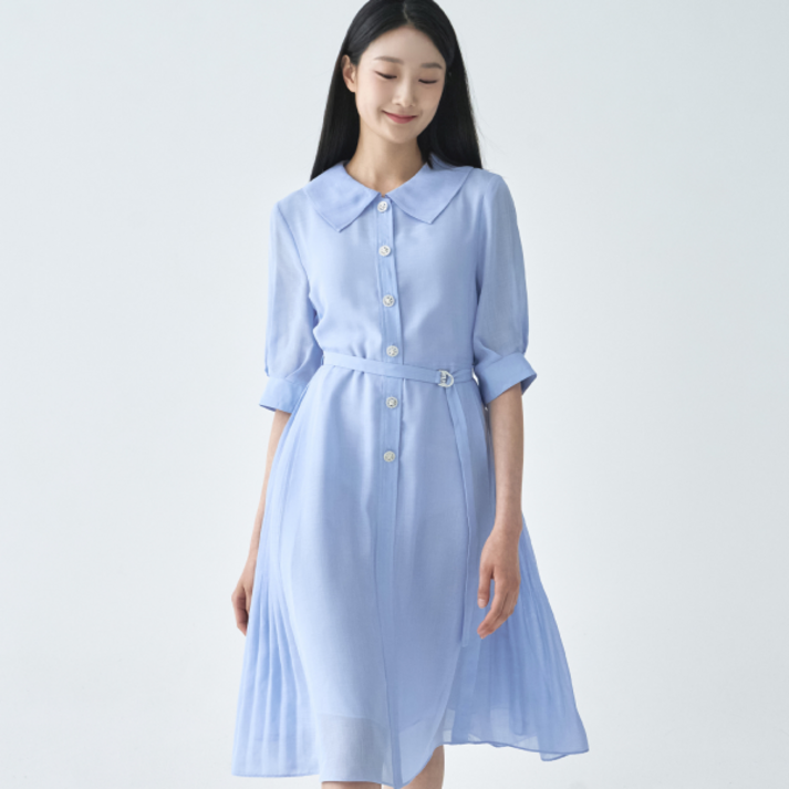 지센 피어로즈 사이드 플리츠 핏플레어 원피스 LFOPO592SBDH1322196