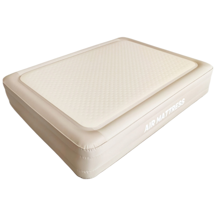 에이제이큐 정품 아이시니 캠핑용 자충 에어매트리스 휴대용 더블 에어침대, 베이지