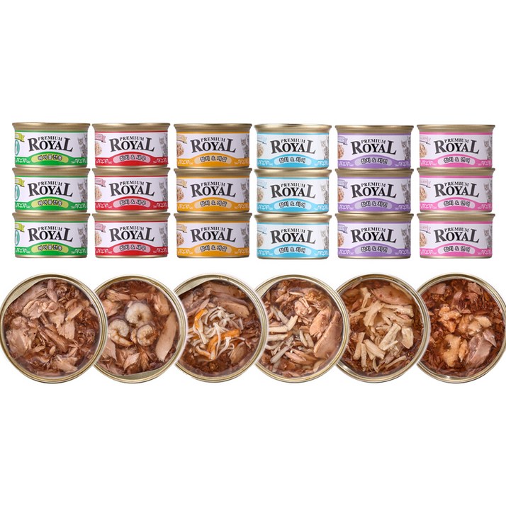 펫스토리 고양이 프리미엄 로얄 습식 캔, 혼합맛, 85g, 24개