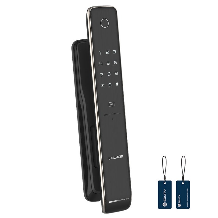 솔리티 웰콤 지문인식 푸시풀 손잡이 있음 도어락 WP-4500B, WP-4500B, 고객직접설치