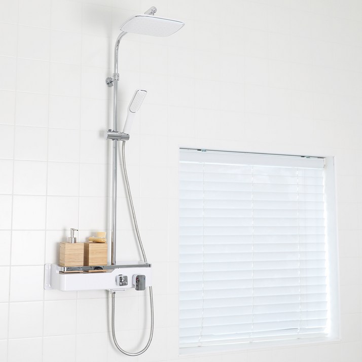 두진 루나 무타공 선반형 해바라기 샤워기 레인 수전 화이트 DJ-5200 방문설치