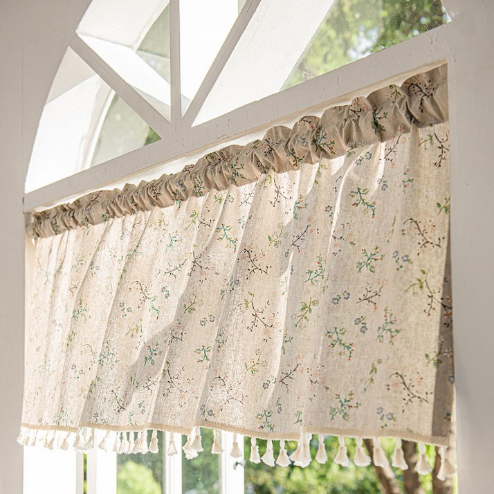 지앤와이 꽃패턴 태슬 미니창 가리개 바란스