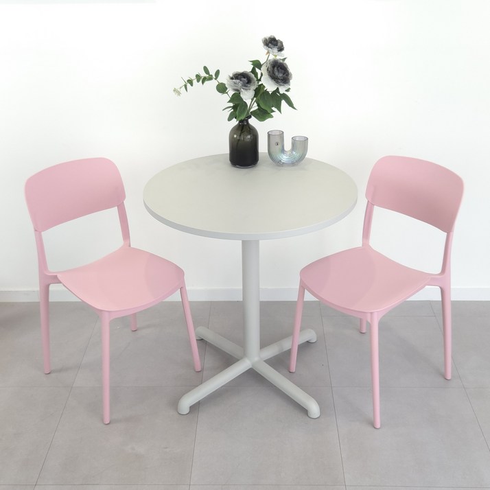 오아루 심플 등받이 인테리어 카페 식탁 의자 2P, 2개, 핑크