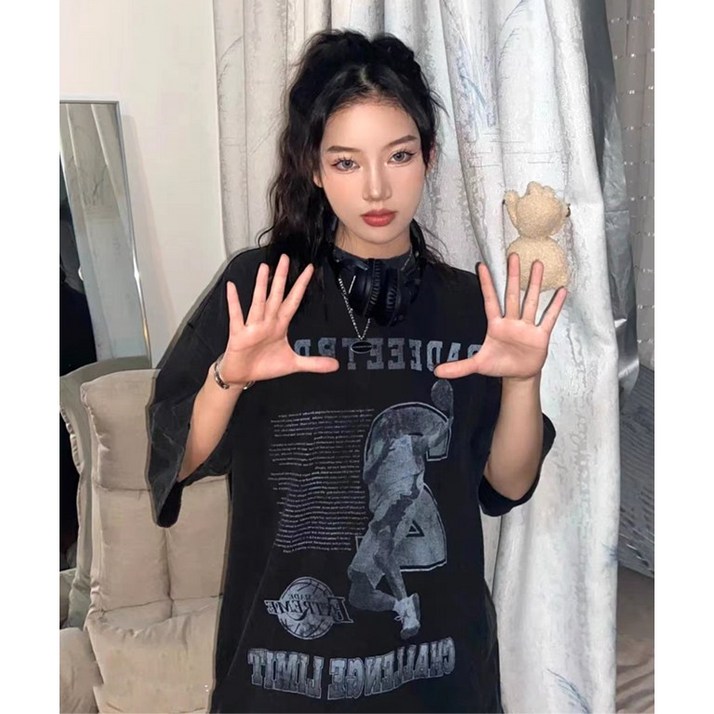 티니플럼모드 농구 워싱 빈티지 박시핏 반팔 여름 티셔츠
