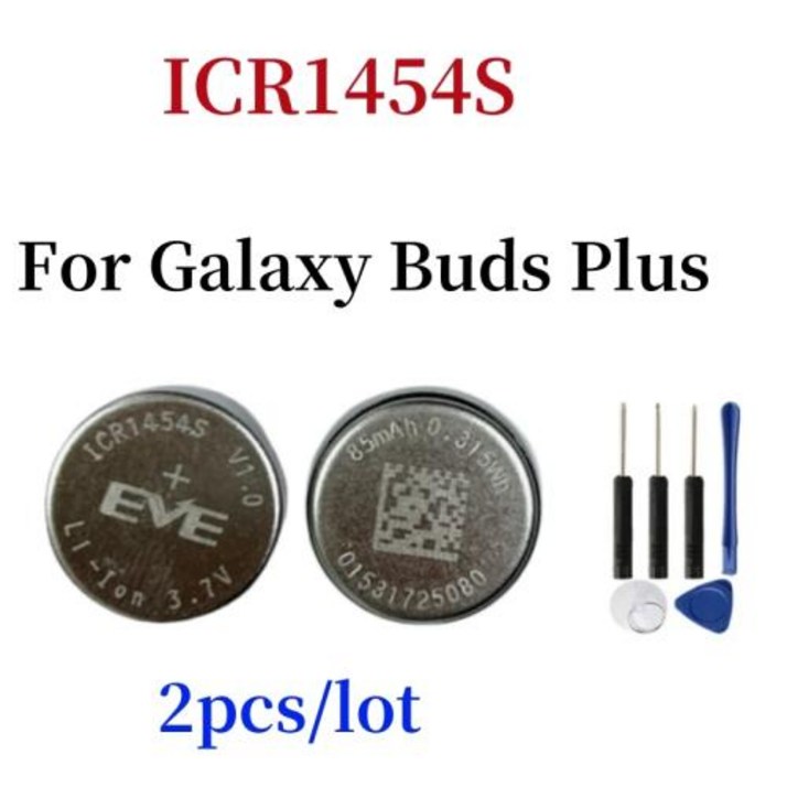 갤럭시 버즈 플러스 TWS 헤드폰용 교체 배터리 이브 ICR1454S 1454 3.7V 85mAh 로트당 2 개