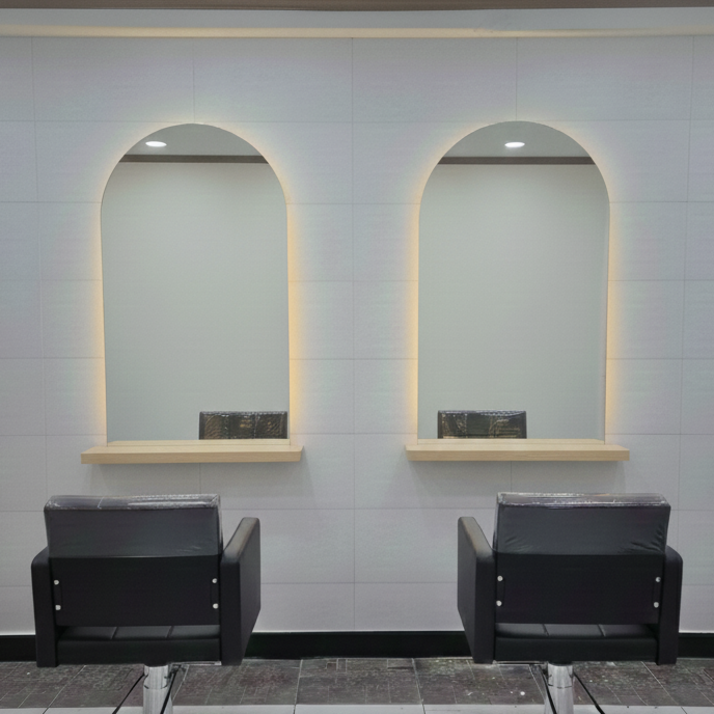 국내생산 아치형 터치스위치 LED3색 600X1200 조명거울 미용실 경대 헤어샵, 600X1200