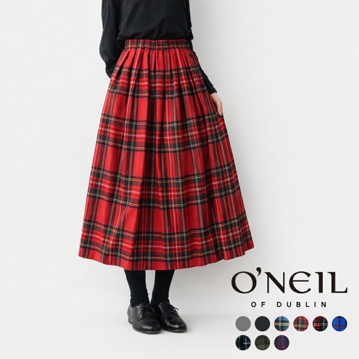 오닐 오브 더블린 O039NEIL OF DUBLIN 울 혼방 체크 롱 스커트 S26582 2025 FW