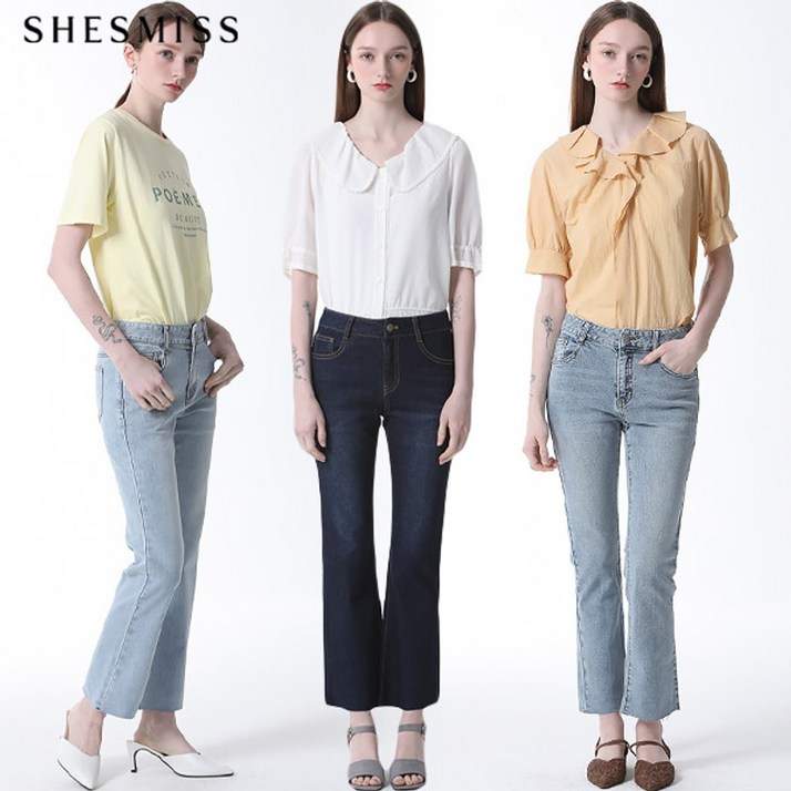쉬즈미스 쉬즈미스(SHESMISS)  스티치 컷팅 데님 팬츠 (택가격: 138000원)