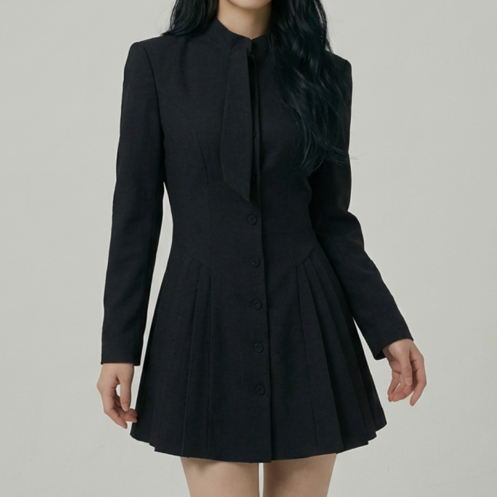 러아카 타이넥 플레어 원피스