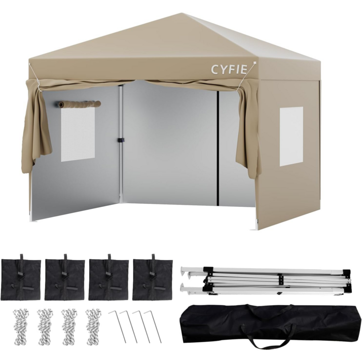 세모천막 접이식 캐노피 야외 캠핑 천막 행사용 이동식 테라스 바람막이 학교 운동회, 카키