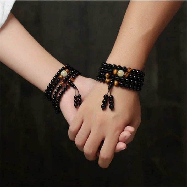 12간지 (토끼띠) 6mm 귀한 흑요석으로 만든 108염주 빛나는보석 루버 구슬 팔찌 출생 연도 띠별 착용 불자 스님 s1352