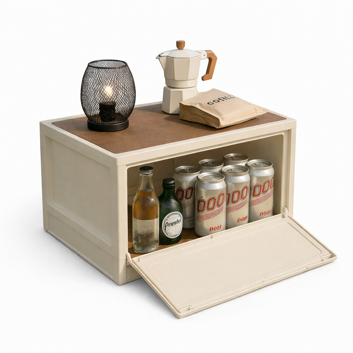 파파스 오픈형 캠핑 폴딩박스 수납박스 테이블 상판포함