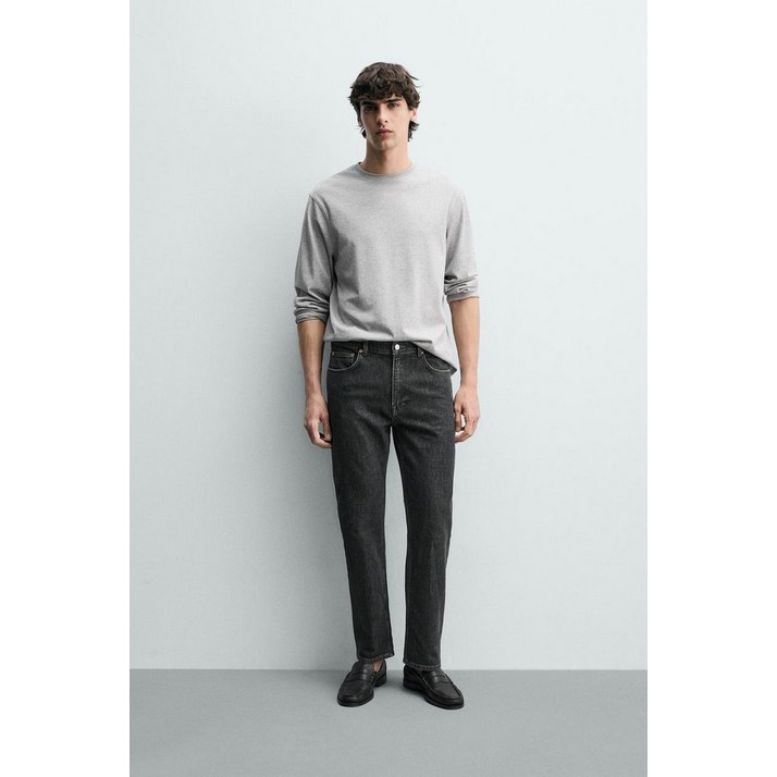 국내발송 자라 ZARA 레귤러핏 라이트 진  먹색