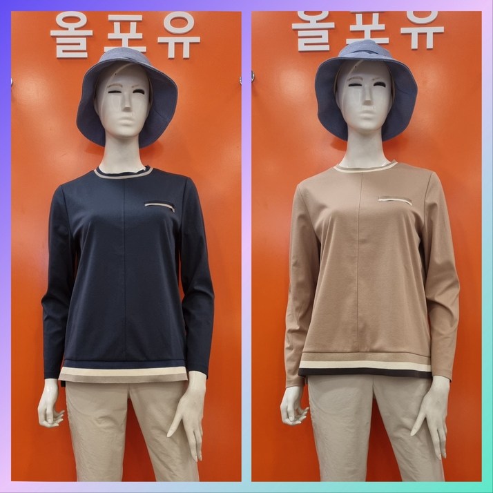 올포유 데일리한 스타일 예뻐 여성 삼색 배색 포인트 라운드 티셔츠 LTM7421FW509,819