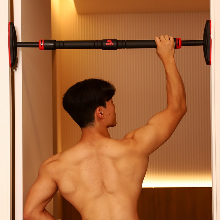 핏땀눈물 와이드 논슬립 NO타공 문틀 철봉, 블랙레드 핏땀눈물 와이드 논슬립 NO타공 문틀 철봉, 블랙레드