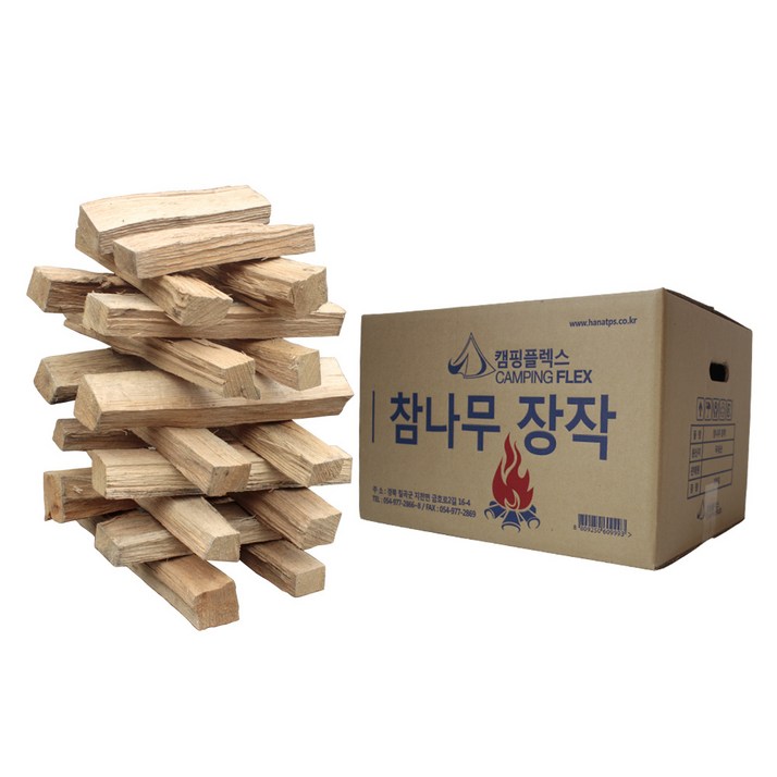 (캠핑플렉스) 참나무장작 10kg/20kg 국내산 불멍장작 잘마른 자연건조 땔감나무 참숯 바베큐숯 숯집게 불멍 마법가루(사은품증정), 1개