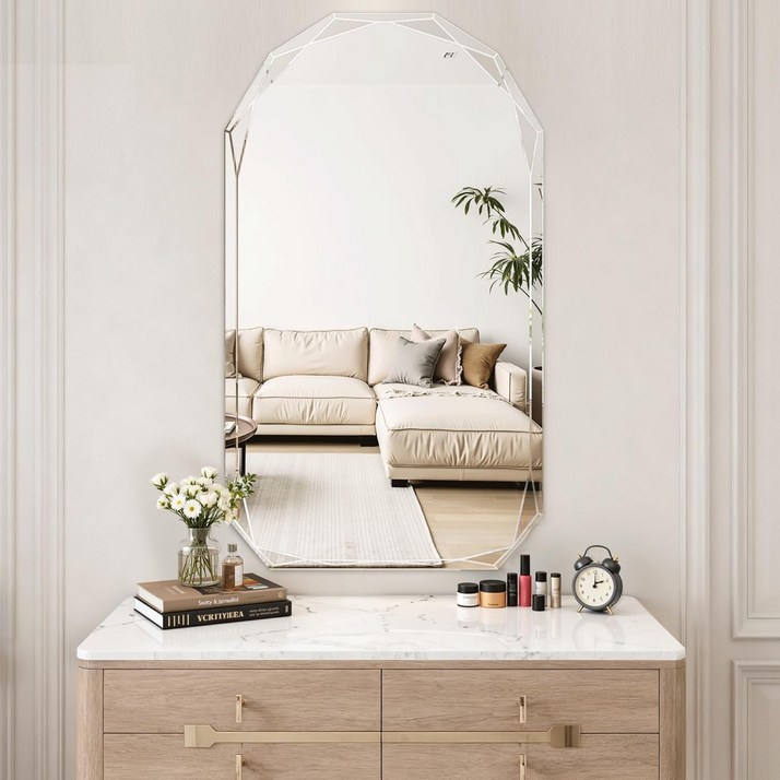 안토크 비정형 화장대 거울 욕시거울 벽거울 50 60 70 75 90 95 100 120cm, 실버(75*120cm)