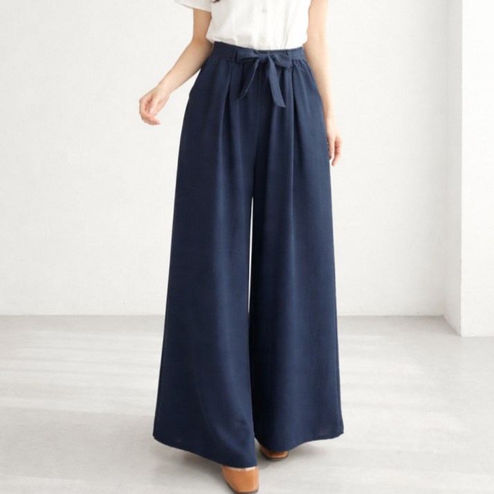 다미타니 리본 스트랩 밴딩 슬랙스 와이드 팬츠 OCZ0896