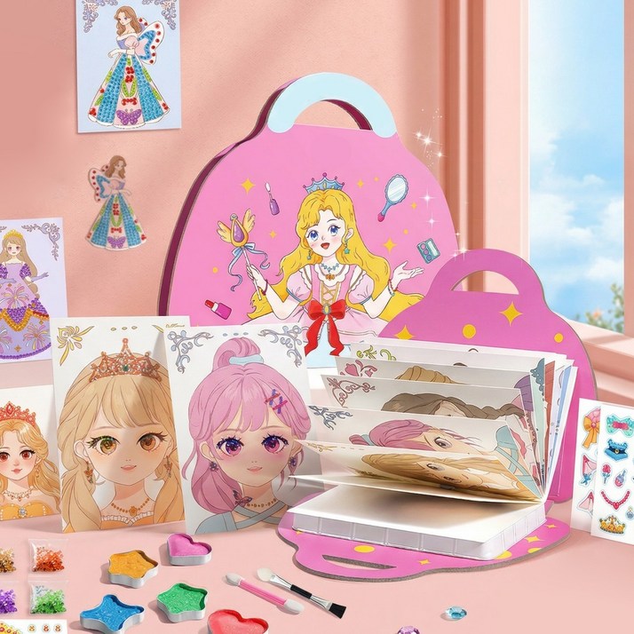 마법 공주 메이크업 색칠놀이 보석십자수 스티커 세트 선물