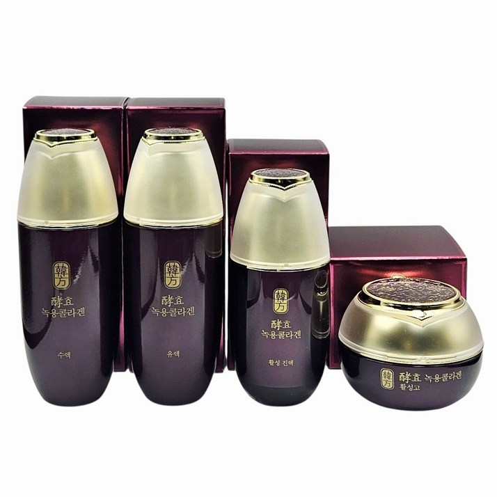 수려한 효 녹용콜라겐 4종 기초 세트 / 수액 + 유액 + 활성 진액 + 활성고, 2세트