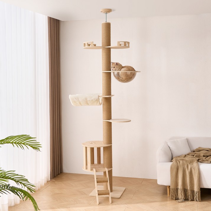 펫인 원목 고양이 캣폴 캣타워  인테리어형 캣타워  튼튼한 구조 쉬운 설치
