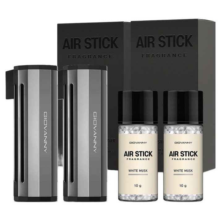 GIOVANNY 에어스틱 차량용 디퓨저  리필 10g 세트 프렌치 실버, 화이트머스크, 2개