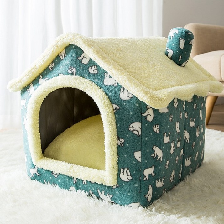 다양한강아지용품통기성 따뜻한 플러시 애완 동물 침대 하우스, 세척 가능한 부드러운 고양이 쿠션, 소형