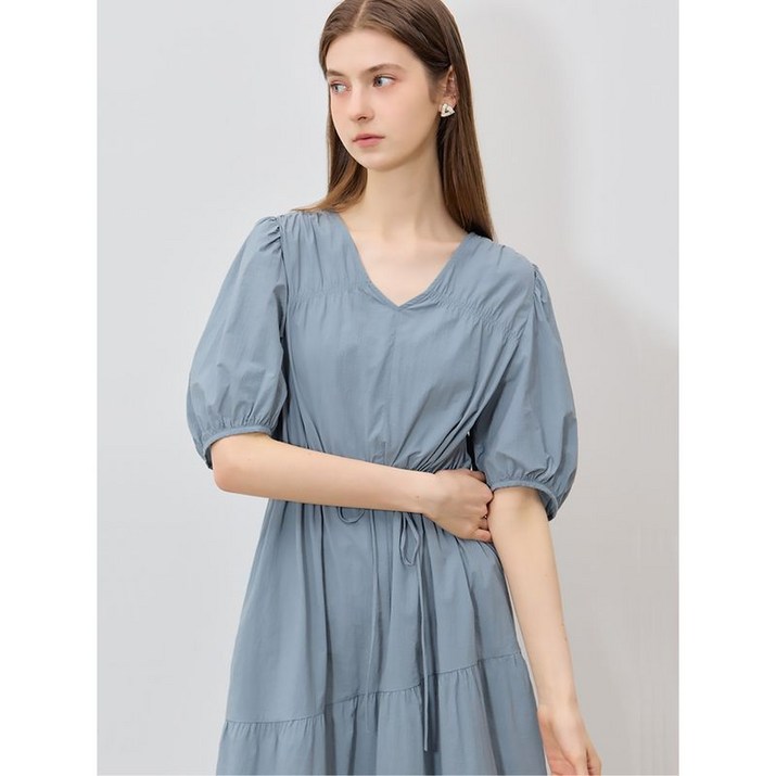 리스트 찰랑 쿨 코튼 셔링 스트링 롱 원피스  택가격  298000원