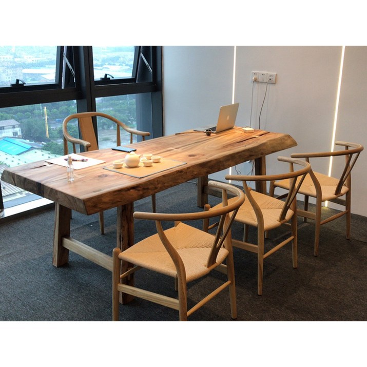 통나무 우드슬랩 고재 빈티지 원목 테이블, 120x(60-65)x75(5cm두께)
