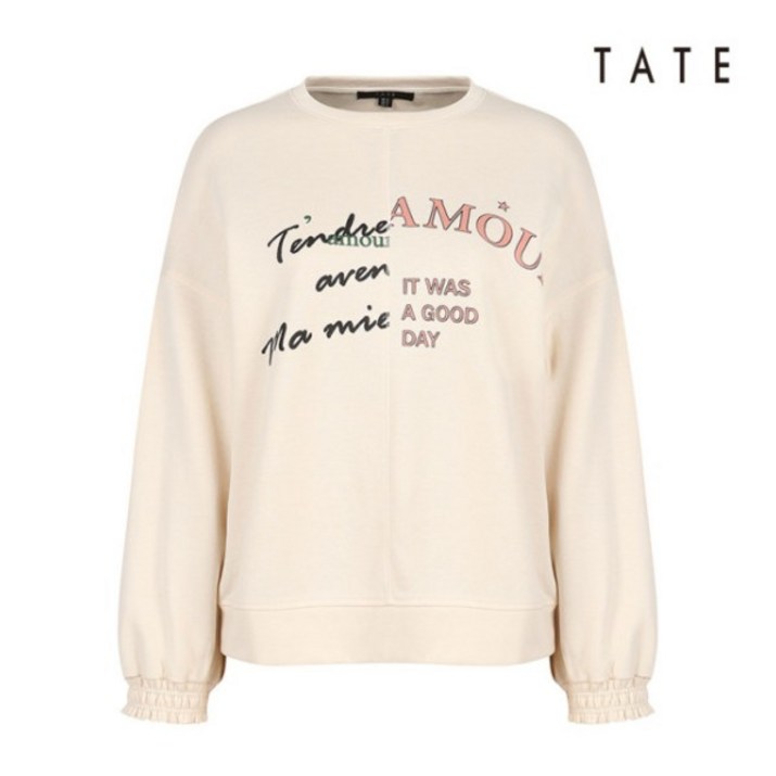 [테이트] [TATE] 여성 언발란스 레터링 맨투맨 티셔츠(KA9S1-WKL040-130) 6356851661