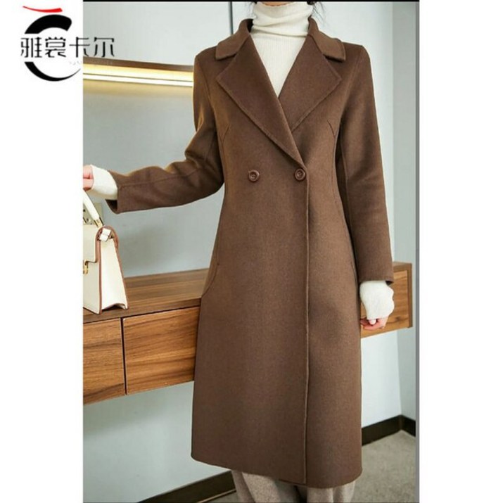 핸드메이드 숏코트 패션플러스 시스템 반 코트 스타일 중간 길이 슬림 양면 모직 여성용 수제 재킷 봄 패션