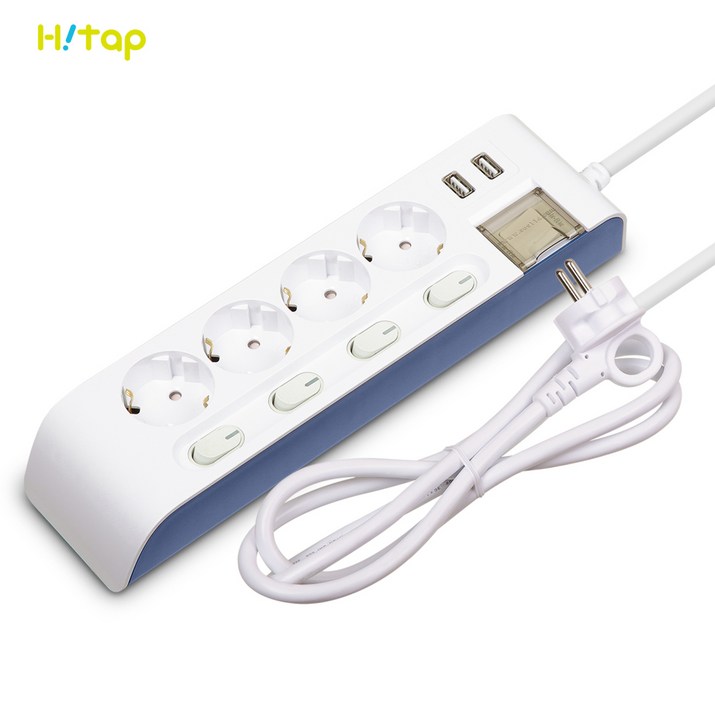 [SPK] 현대일렉트릭 2800W 안전 멀티탭 개별 스위치 USB포트 과부하차단 [안전커버 증정], 1개
