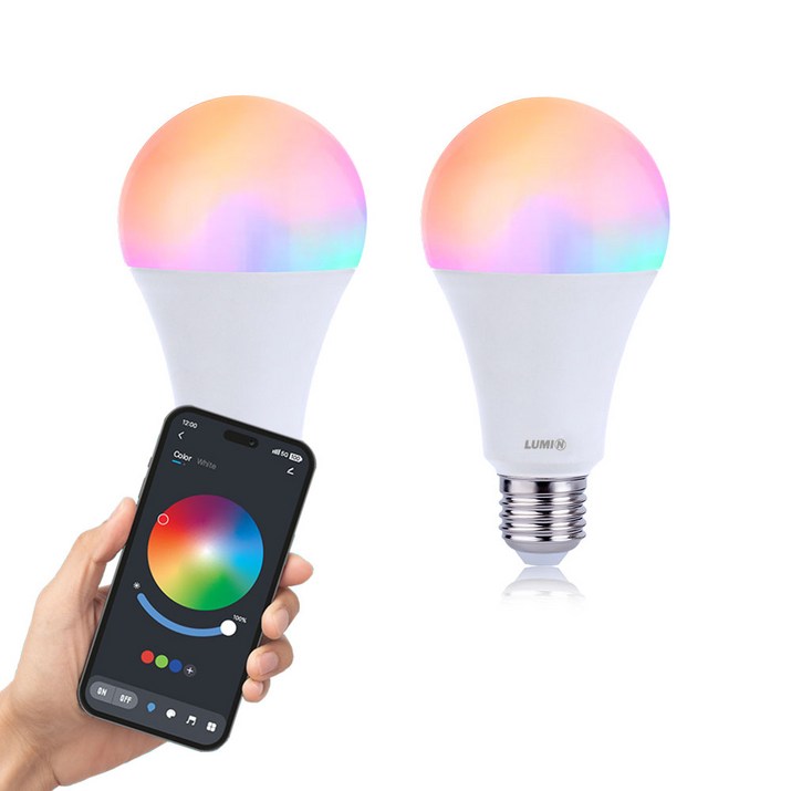 스마트공간 IoT 블루투스 전구  14W LED 밝기조절 색변환 E26 조명 램프 연동, 2개