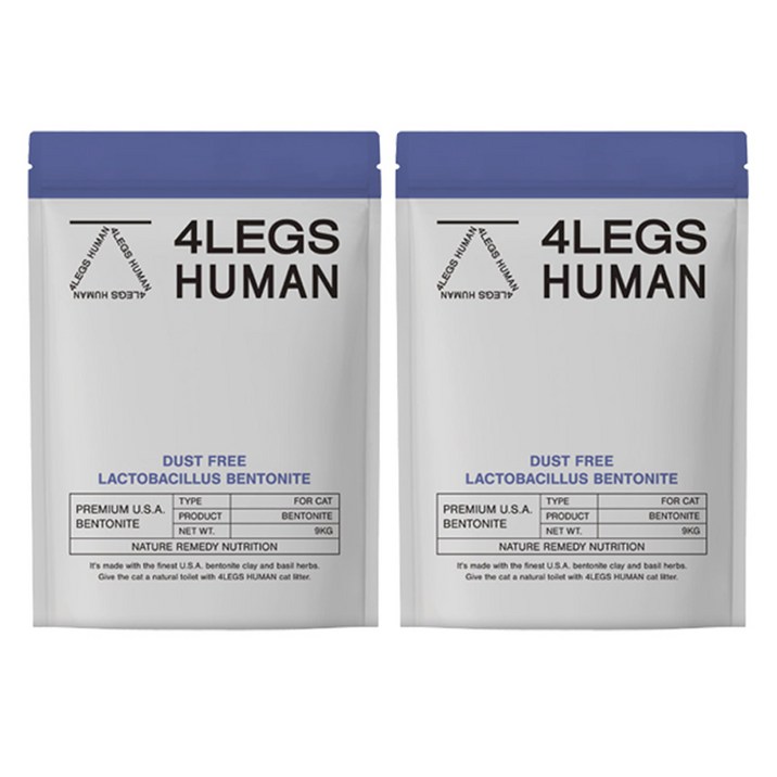 포렉스휴먼 고양이 벤토나이트 유산균 모래 파우치, 9kg, 2개, 허브향