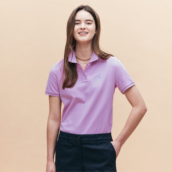 헤지스 여성용 아이코닉 클래식핏 반팔 피케 티셔츠