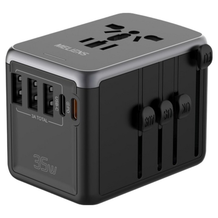 멜리언스 해외여행용 5포트 PD35W 초고속충전 멀티 어댑터 블랙 ML-OL1, 1개