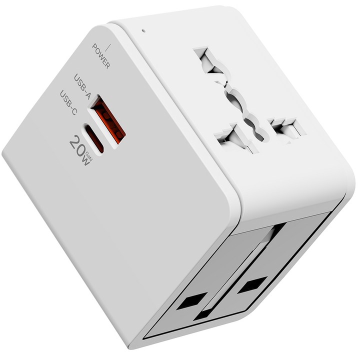 누아트 Gan PD 20W 고속충전 해외 여행용 멀티 어댑터 2포트 C타입  USB 포트 화이트, 1개