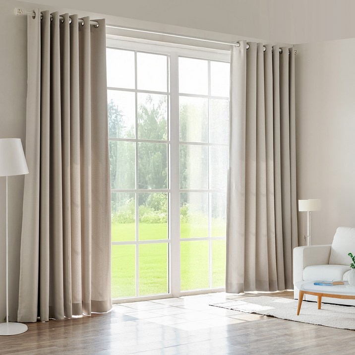 뷰하우스 플레인 사계절 아일렛타입 커튼봉, 암막커튼 2p