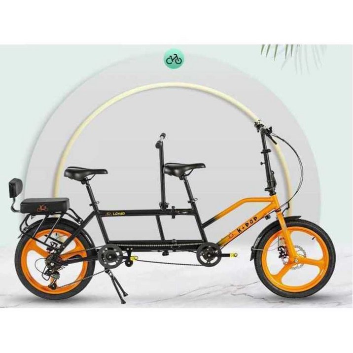 접이식 2인용 자전거 폴딩 패밀리 다인승 동반 투어, 일체형 휠/블랙/시마노 7단/스틸 프레임/20인치