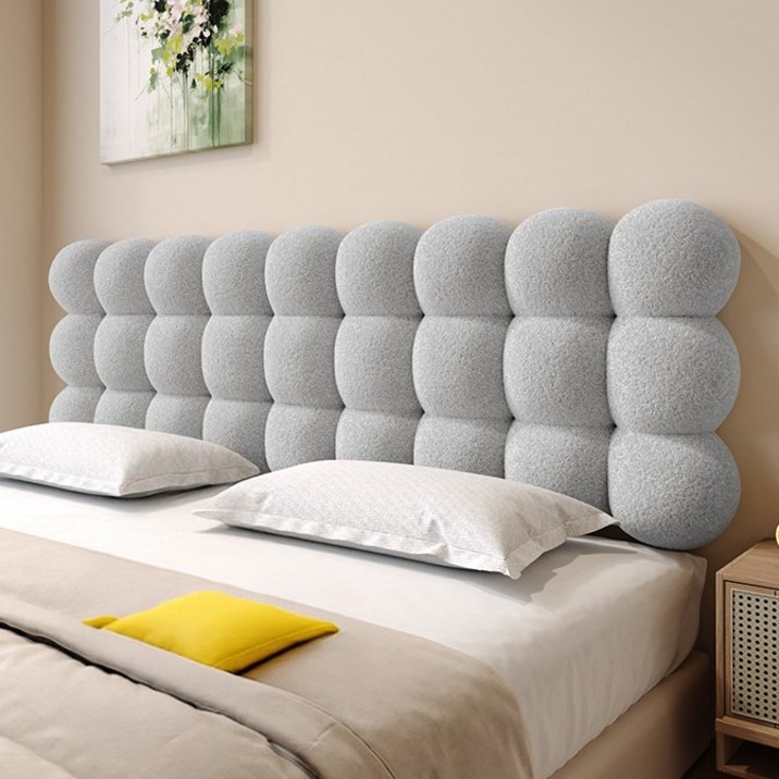 자바조이 침대 헤드 쿠션 구름 등받이 커버 보드 리폼 등 머리 벽 가드, 클라우드 그레이