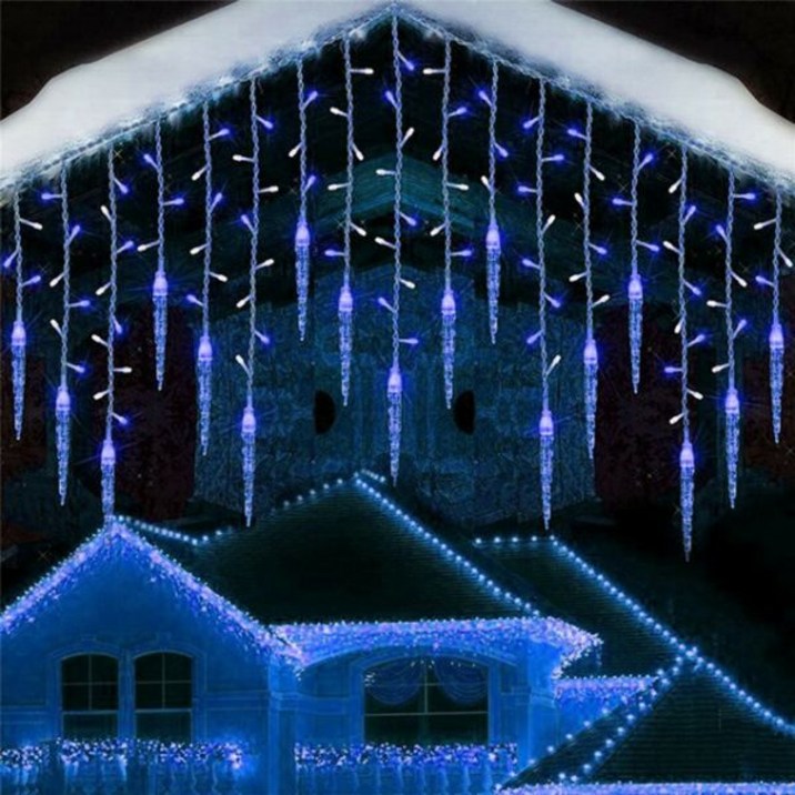 새로운 크리스마스 조명 LED 고드름 요정 커튼 조명, 폭포 집, 새해 할로윈 정원 테라스 장식, 3-20m