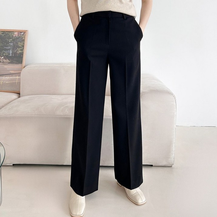 디아웃핏 여성 울 기모 밴딩 슬랙스 스판 바지 팬츠 일자 세미 와이드 부츠컷