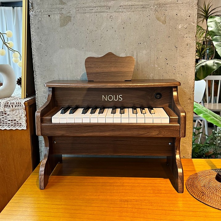 누스 미니 어린이 전자 피아노 원목 유아 교구 아기 3살 4살 악기 장난감, 1