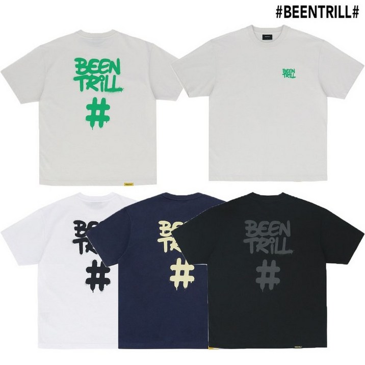 빈트릴 BEENTRILL 공용 스프레이 페인팅 오버핏 반팔티셔츠 BA242TS010 810334