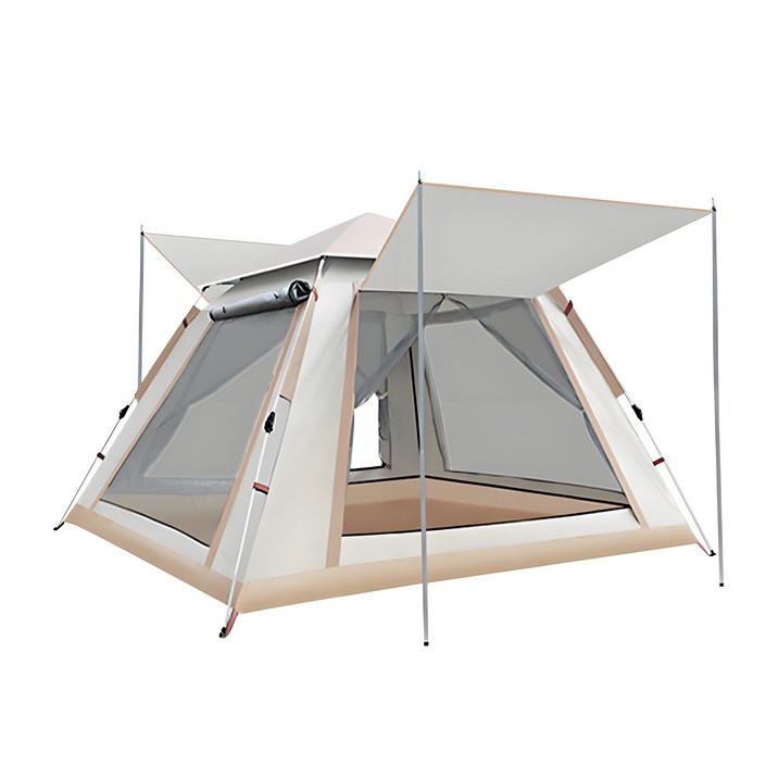 안노억 캠핑텐트 원터치 전자동 가정 3-4인용 4각 돔 그늘막텐트, 베이지,2.4m(5-6인용)