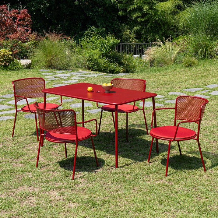 글래드 야외용 철제 정원 테라스 카페 테이블세트 2인 4인 3colors, 와인