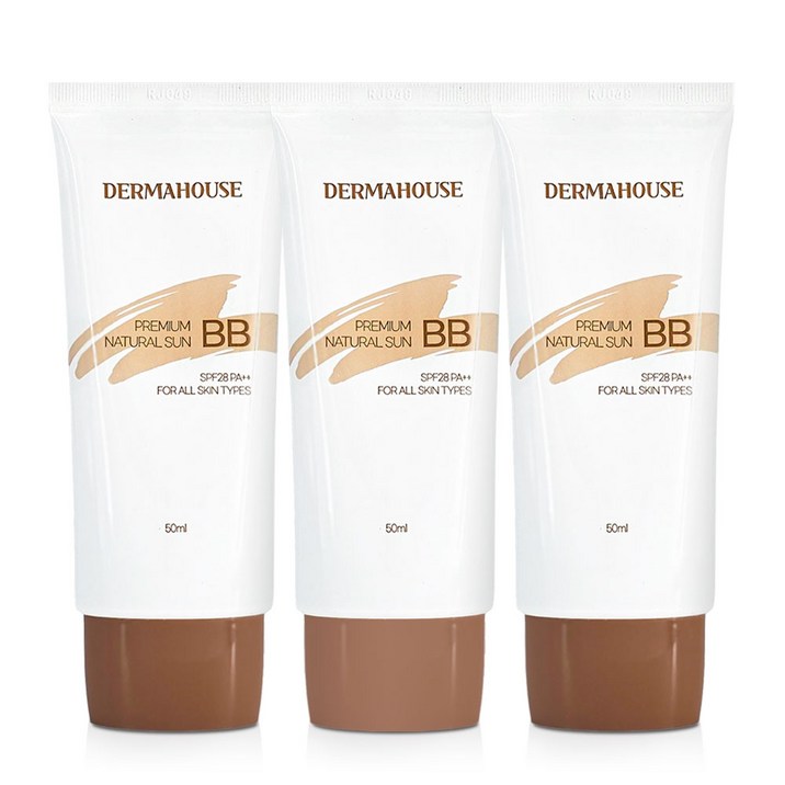 더마하우스 내츄럴 썬 비비크림 -커버력좋은비비 잡티커버 피부톤보정, 50ml, 3개