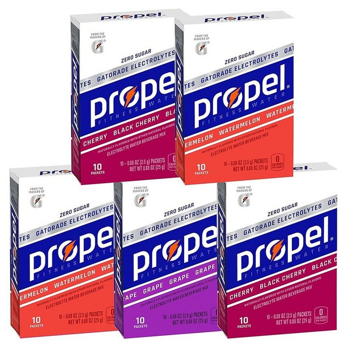프로펠 전해질 비타민 음료 체리 수박 포도 Propel Powder Packets 10개입 5팩 프로펠 전해질 비타민 음료 체리 수박 포도 Propel Powder Packets 10개입 5팩